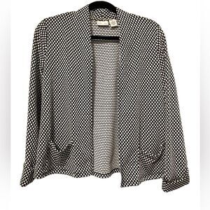 Kim Rogers Black & White‎ Polka Dot Dual Pocket Blazer Women’s Petite Small